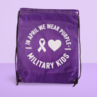 Image 3 of Purple Military Kid Month Tote Bags – Drawstring & Canvas