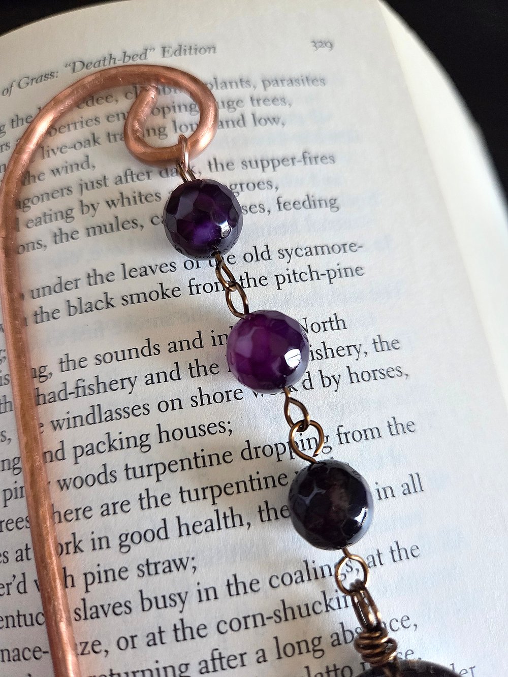 Image of Handmade Copper Wire Bookmark with Glass Snake