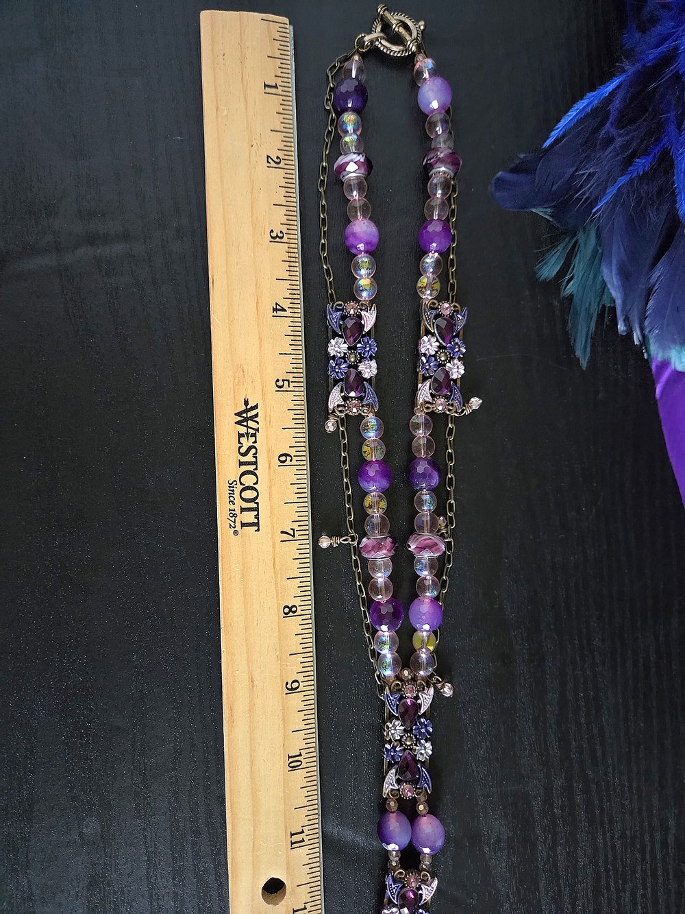 Image of Whimsical Pink & Purple Y-Necklace and Earrings Set-One of a Kind