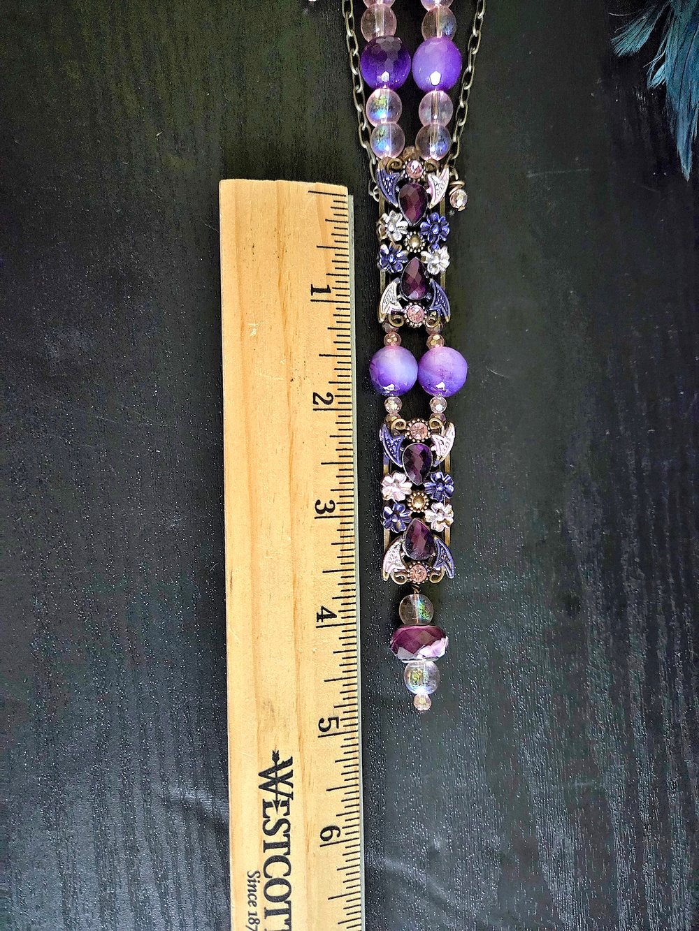 Image of Whimsical Pink & Purple Y-Necklace and Earrings Set-One of a Kind