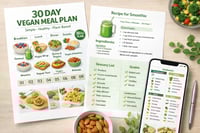 Image 1 of 30 Day Vegan Meal Plan: Breakfast, Lunch and Dinner