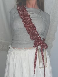 Image 1 of Burgundy Polka Dot XL Ruffle Strap