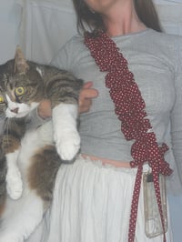 Image 2 of Burgundy Polka Dot XL Ruffle Strap