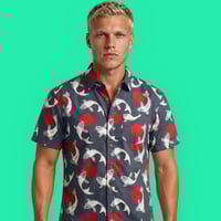 Camisa manga corta carpa fondo gris