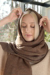 Image 1 of baby alpaca extra fine scarf _ clay red