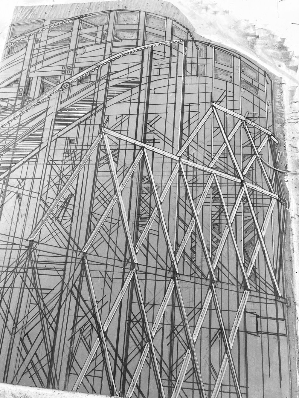 Scenic Railway four colour linocut print - portrait