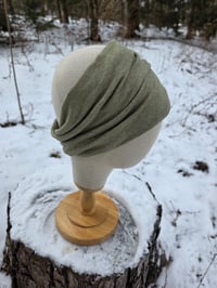 Pure Linen Stretchy Wrap in Sage Green
