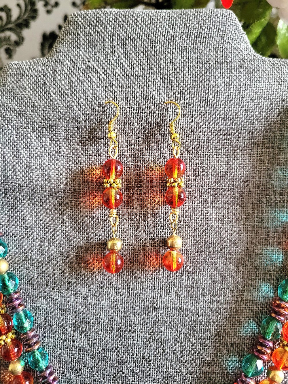 Image of Mardi Gras Carnival Necklace and Earring Set