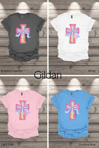 Image 2 of He is Risen Cross Adult Short Sleeve