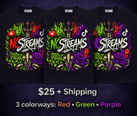 NCSTREAMS Flame Core T-Shirt – Red / Green / Purple LOGO STYLE