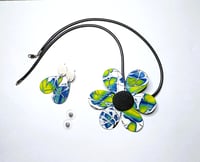 Image 6 of Flower Power Necklace and Stud Earring Set Blues  (PCJ007)