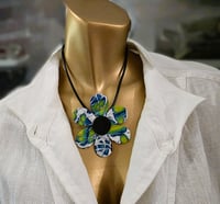 Image 4 of Flower Power Necklace and Stud Earring Set Blues  (PCJ007)