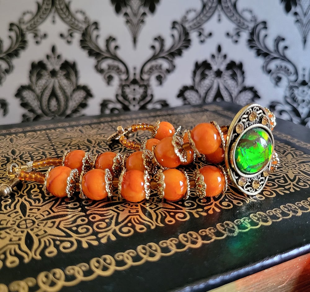 Image of Orange Marbled Victorian Double Strand Bracelet