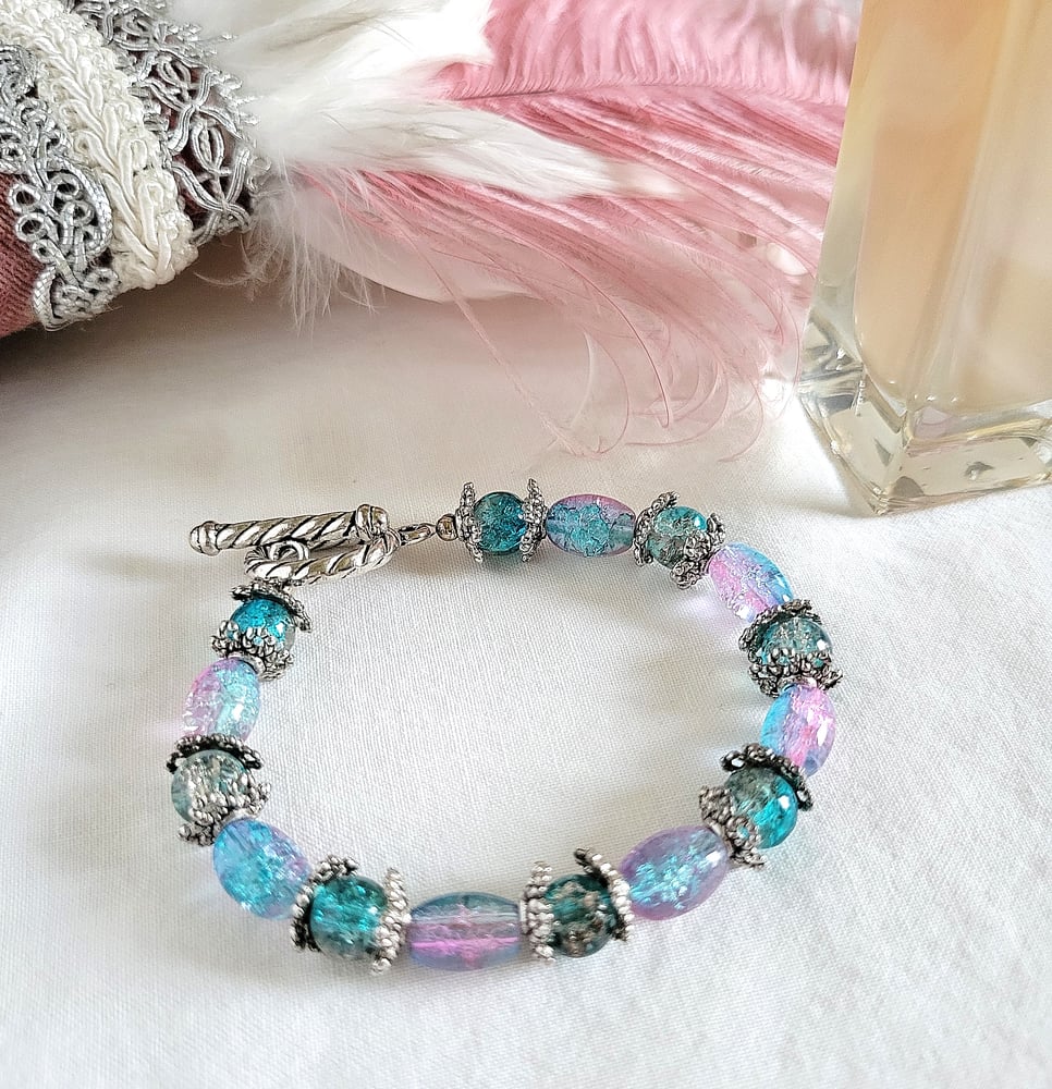Image of Crackled Glass Ombre Beaded Victorian Style Bracelet