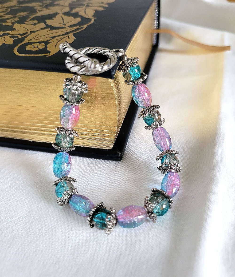 Image of Crackled Glass Ombre Beaded Victorian Style Bracelet