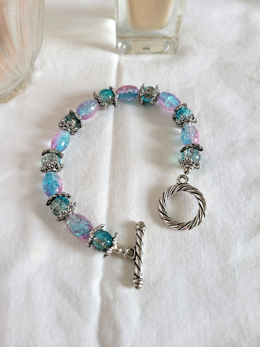 Image of Crackled Glass Ombre Beaded Victorian Style Bracelet