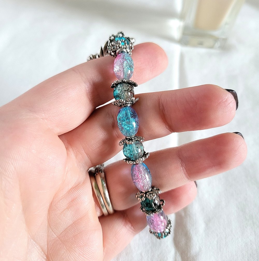 Image of Crackled Glass Ombre Beaded Victorian Style Bracelet