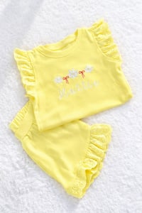 Personlised Girls summer frill short sets Embroidered Name 