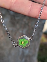 Image 2 of ROOTED Hexagon Green Narcissus Connector Necklace