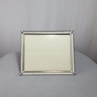 Image 1 of 8x10 Picture Frame, Embossed Metal, White with Gold Flecked Trim, #973