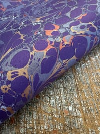 Image 3 of Hand marbled book-cloth - Purple Modern