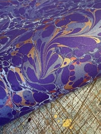 Image 1 of Hand marbled book-cloth - Purple Modern