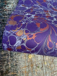 Image 2 of Hand marbled book-cloth - Purple Modern