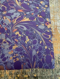 Image 4 of Hand marbled book-cloth - Purple Modern