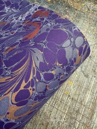 Image 5 of Hand marbled book-cloth - Purple Modern