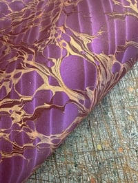 Image 1 of Hand marbled book-cloth - Violet Ripple 