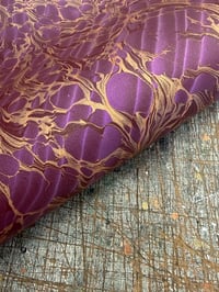 Image 2 of Hand marbled book-cloth - Violet Ripple 