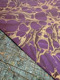 Image 3 of Hand marbled book-cloth - Violet Ripple 