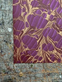 Image 4 of Hand marbled book-cloth - Violet Ripple 