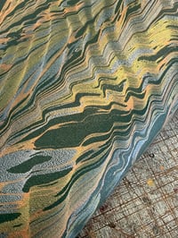 Image 1 of Hand marbled book-cloth - Green Ripple 