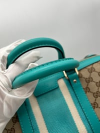 Image 8 of Gucci GG Canvas Teal Leather Boston Bag