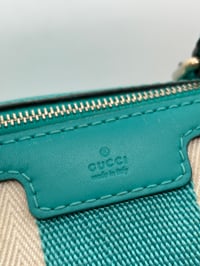 Image 2 of Gucci GG Canvas Teal Leather Boston Bag