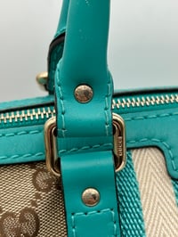 Image 3 of Gucci GG Canvas Teal Leather Boston Bag