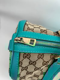 Image 7 of Gucci GG Canvas Teal Leather Boston Bag