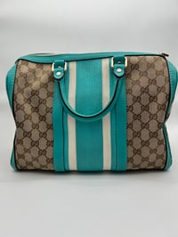 Image 9 of Gucci GG Canvas Teal Leather Boston Bag