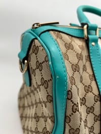 Image 5 of Gucci GG Canvas Teal Leather Boston Bag