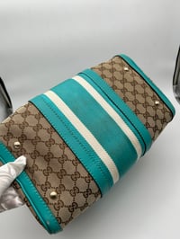Image 14 of Gucci GG Canvas Teal Leather Boston Bag