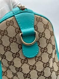 Image 12 of Gucci GG Canvas Teal Leather Boston Bag