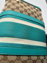 Image 15 of Gucci GG Canvas Teal Leather Boston Bag