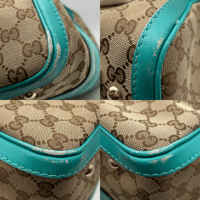 Image 16 of Gucci GG Canvas Teal Leather Boston Bag