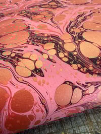 Image 2 of One of a kind hand marbled paper 'Golden Cardinal' SHORT GRAIN