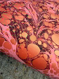Image 3 of One of a kind hand marbled paper 'Golden Cardinal' SHORT GRAIN