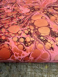 Image 4 of One of a kind hand marbled paper 'Golden Cardinal' SHORT GRAIN