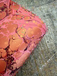 Image 5 of One of a kind hand marbled paper 'Golden Cardinal' SHORT GRAIN