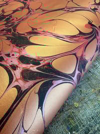 Image 2 of One of a kind hand marbled paper 'Gold Plume' (v.slight 2nd)