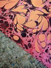 Image 5 of One of a kind hand marbled paper 'Gold Plume' (v.slight 2nd)